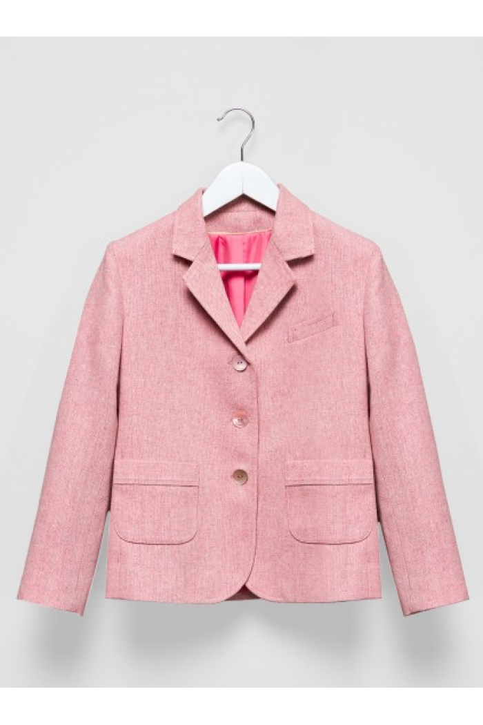 Пиджак твидовый пыльно-розовый